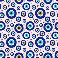 Seamless pattern with evil eyes. Symbol of protection Turkey, Greece, Cyprus, Crete blue Turkish Fatima Eye vector