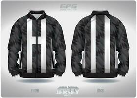 EPS jersey sports shirt vector.black leaf white grid pattern design, illustration, textile background for sports long sleeve sweater vector