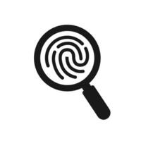 Magnifying glass and Finger Print Search icon. Crime detection flat and simple icon vector