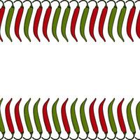 Abstract rectangular double sided frame of garland of chili pepper in trendy bright color. Copyspace vector