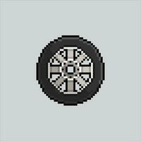 Pixel art illustration Car tire. Pixelated wheels. Car Wheels tire pixelated for the pixel art game and icon for website and video game. old school retro. vector