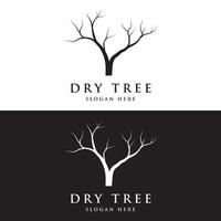 Dead tree silhouette logo template design with dry branches. vector