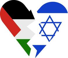 vector illustration israel and palestine flags in broken heart. Stop war concept, Palestine and Israel war