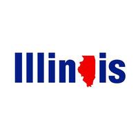 Illinois typography with a state map icon. vector