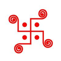 Hinduism holy symbol kumkum Swastik on white background. vector