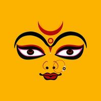 Durga face vector illustration on yellow background.