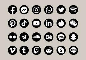 todas social medios de comunicación vector icono conjunto en gris color.