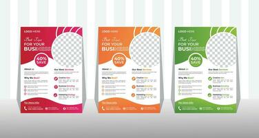 Corporate Business Flyer and brochure cover design layout background with three colors scheme, vector template in A4 size.