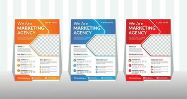 Corporate Business Flyer and brochure cover design layout background with three colors scheme, vector template in A4 size.