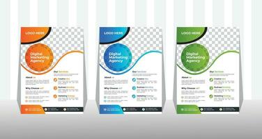 Corporate Business Flyer and brochure cover design layout background with three colors scheme, vector template in A4 size.