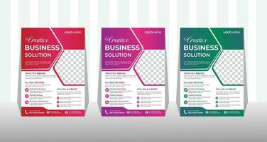 Corporate Business Flyer and brochure cover design layout background with three colors scheme, vector template in A4 size.