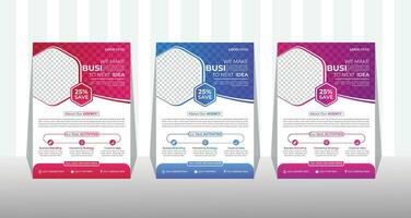 Corporate Business Flyer and brochure cover design layout background with three color variations, vector template in A4 size.