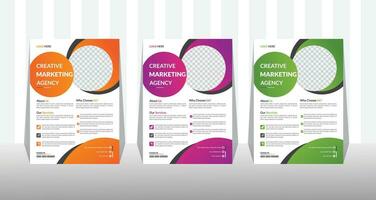 Corporate Business Flyer and brochure cover design layout background with three colors scheme, vector template in A4 size.