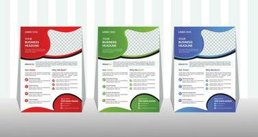 Corporate Business Flyer and brochure cover design layout background with three colors scheme, vector template in A4 size.