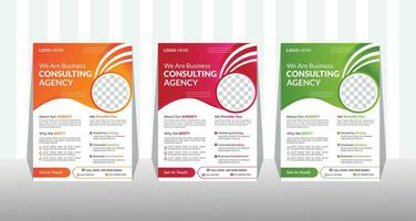 Corporate Business Flyer and brochure cover design layout background with three color variations, vector template in A4 size.