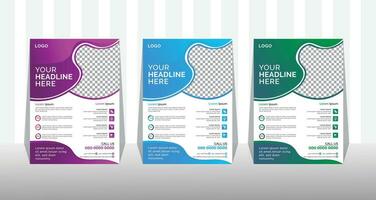 Corporate Business Flyer and brochure cover design layout background with three colors scheme, vector template in A4 size.