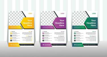 Corporate Business Flyer and brochure cover design layout background with three colors scheme, vector template in A4 size.