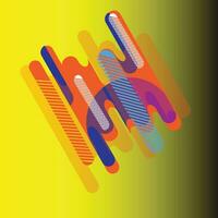 Abstract illustration, yellow background with diagonal multi-colored line pattern. vector