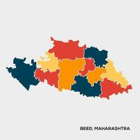 beed distrito mapa vector ilustración. beed Maharashtra