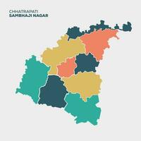 Chhatrapati Sambhaji Nagar district map vector icon. all Tahasil places of Sambhaji Nagar dist.  Sambhaji Nagar Maharashtra.