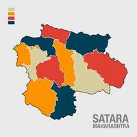Satara district map design with all Taluka Aria boundaries illustrations. Satara Maharashtra map. vector