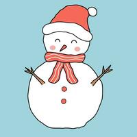 Snowman with scarf and hat isolated on blue-gray background vector