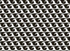 Vector Japanese Vintage Seamless Wave Pattern On A Black Background. Horizontally And Vertically Repeatable.