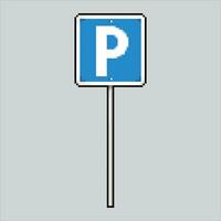 Pixel art illustration Parking Sign. Pixelated parking lot. Vehicle Parking zone area sign pixelated for the pixel art game and icon for website and video game. old school retro. vector