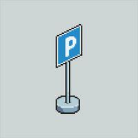 píxel Arte ilustración estacionamiento signo. pixelado estacionamiento lote. vehículo estacionamiento zona zona firmar pixelado para el píxel Arte juego y icono para sitio web y vídeo juego. antiguo colegio retro vector