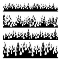 Collection of monochrome tribal fire variations. Hand drawn fire art vector