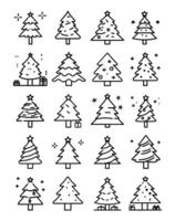 Set of Christmas trees. Vector set template for laser, paper cutting. Decorative ornate illustration. Trees for cards, flyers, print. Modern design for winter holidays.