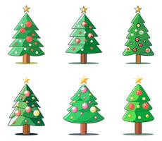 Collection of Christmas trees, modern flat design can be used for printed materials, brochures, posters, business. vector