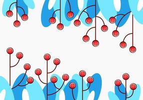 Vector Christmas pattern with viburnum berries in cartoon style.