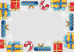 Vector frame with gifts in cartoon style.