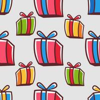 Vector pattern with gifts in cartoon style.