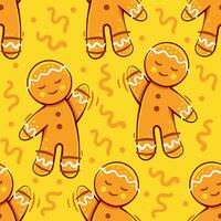 Vector pattern with Christmas gingerbread cookies in a cute cartoon style.