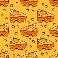 Vector nice pattern with pieces of cheese in cartoon style.