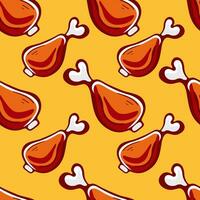 Vector pattern with meat on the bone in doodle cartoon style.