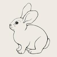 Hand drawn graphic silhouette of a rabbit. Vector outline illustration.