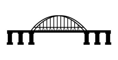 The bridge with an arch. Black silhouette. Flat simple illustration. vector