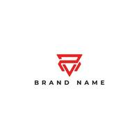 Abstract initial letter PV or VP logo design vector graphic idea creative in red color isolated on a white background applied for construction company logo design inspiration template