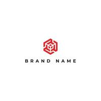 Hexagon Monogram Initials Letter MR RM M R logo design in red color isolated on a white background applied for startup marketing agency logo design inspiration template vector