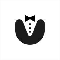 Symbol tuxedo with bow tie. Black vip style for gentleman and businessman for creative conferences and vector receptions