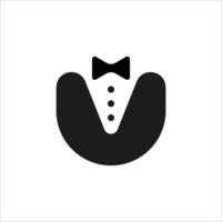 Symbol tuxedo with bow tie. Black vip style for gentleman and businessman for creative conferences and vector receptions