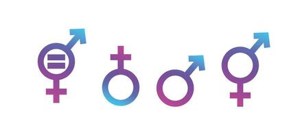 Gender colored symbols. Male and female gender relationship with arrow and cross with homo and heterosexual vector orientation