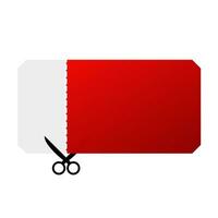 Scissors cut off white edge of red voucher. Price frame voucher for business discount and retail for cutting and marketing vector offers