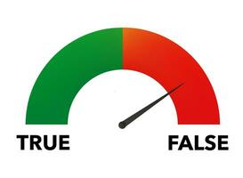 True false meter gauge element. Sustomer satisfaction meter vector