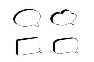 White speech bubbles with shadow set. Geometric web conversational boxes for messages and dialogs with discussions in vector chats