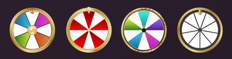 Lucky fortune wheel vector. Casino roulette leisure game template vector