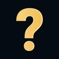 Golden question mark vector icon. Gold faq sign